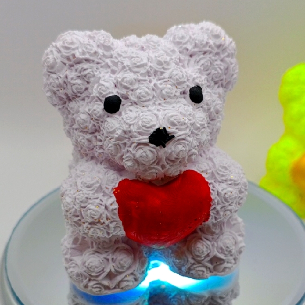 NEW Hand Made 💕 White and Red Teddy Bear Sculpture